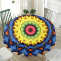 Colorful Kaleidoscope Print Waterproof Round Tablecloth