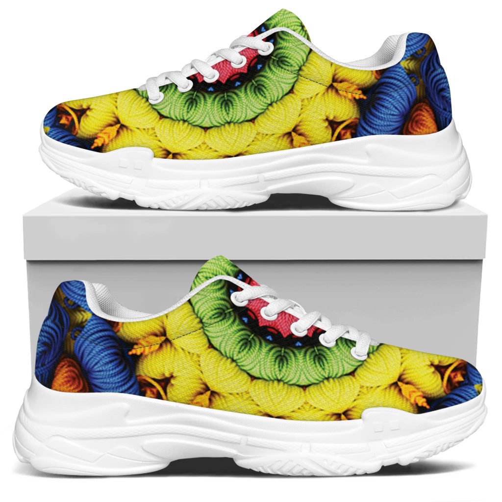 Colorful Kaleidoscope Print White Chunky Shoes
