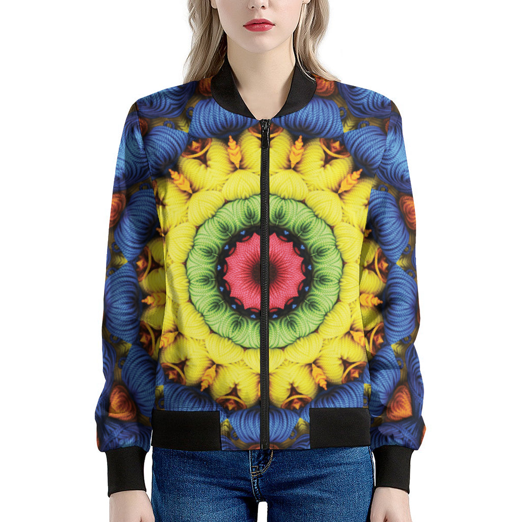 Colorful Kaleidoscope Print Women's Bomber Jacket