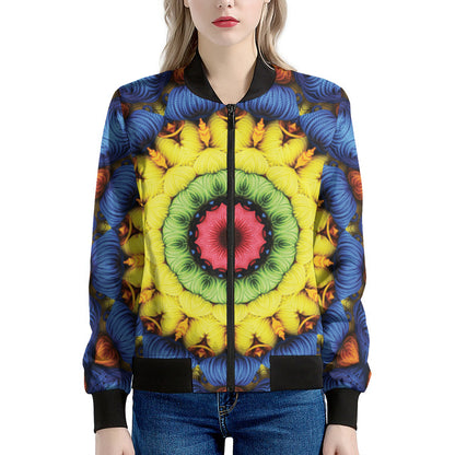 Colorful Kaleidoscope Print Women's Bomber Jacket
