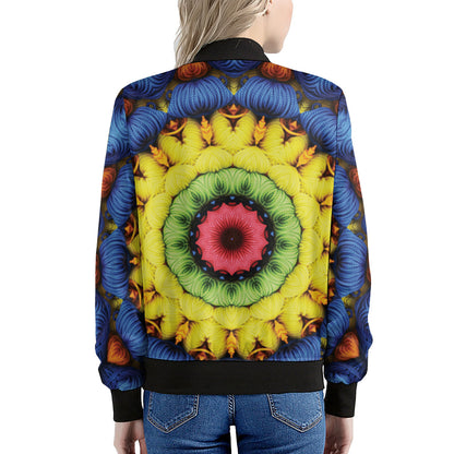 Colorful Kaleidoscope Print Women's Bomber Jacket