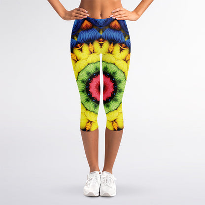 Colorful Kaleidoscope Print Women's Capri Leggings