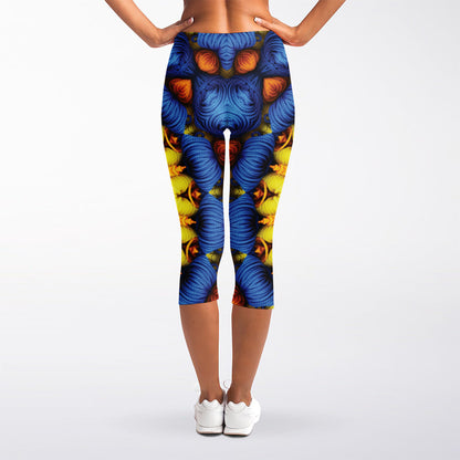 Colorful Kaleidoscope Print Women's Capri Leggings