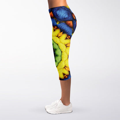 Colorful Kaleidoscope Print Women's Capri Leggings