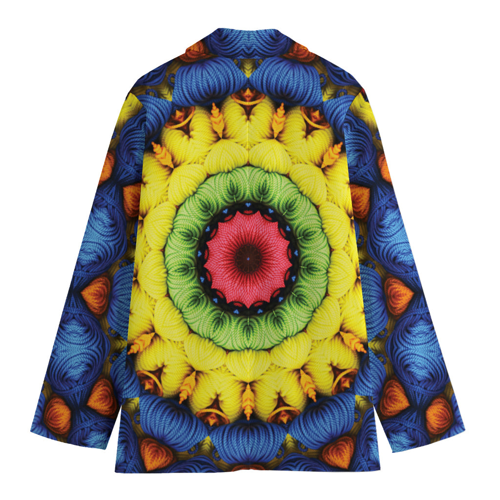 Colorful Kaleidoscope Print Women's Cotton Blazer