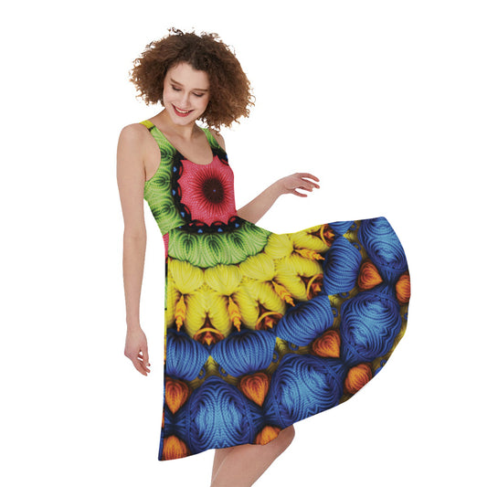 Colorful Kaleidoscope Print Women's Sleeveless Dress