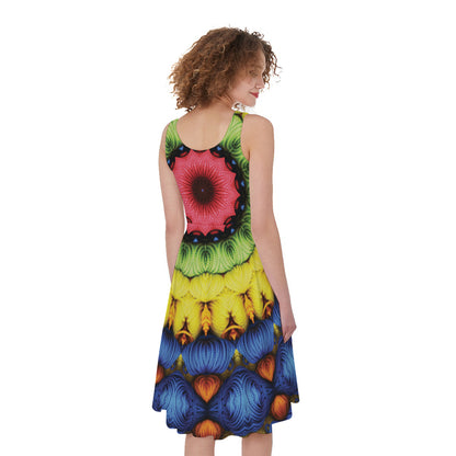 Colorful Kaleidoscope Print Women's Sleeveless Dress