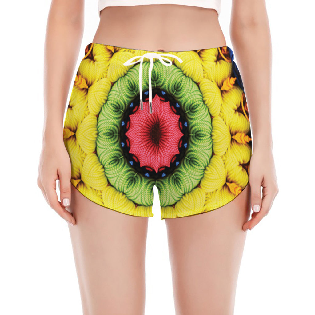 Colorful Kaleidoscope Print Women's Split Running Shorts