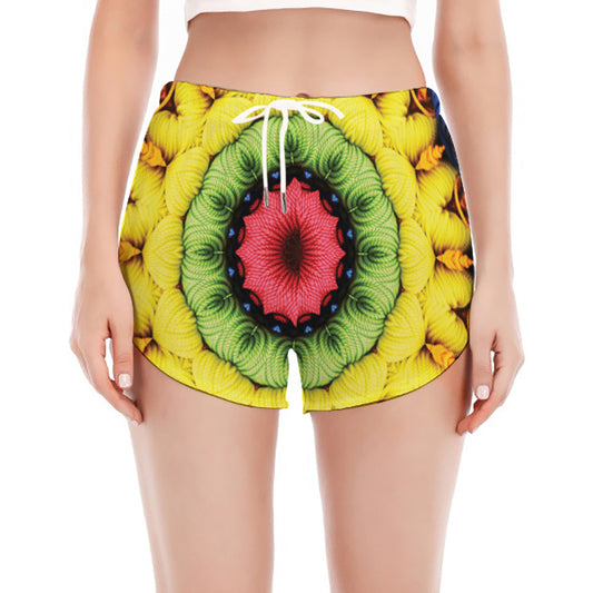 Colorful Kaleidoscope Print Women's Split Running Shorts