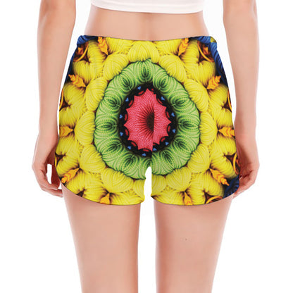 Colorful Kaleidoscope Print Women's Split Running Shorts