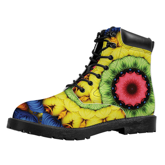 Colorful Kaleidoscope Print Work Boots