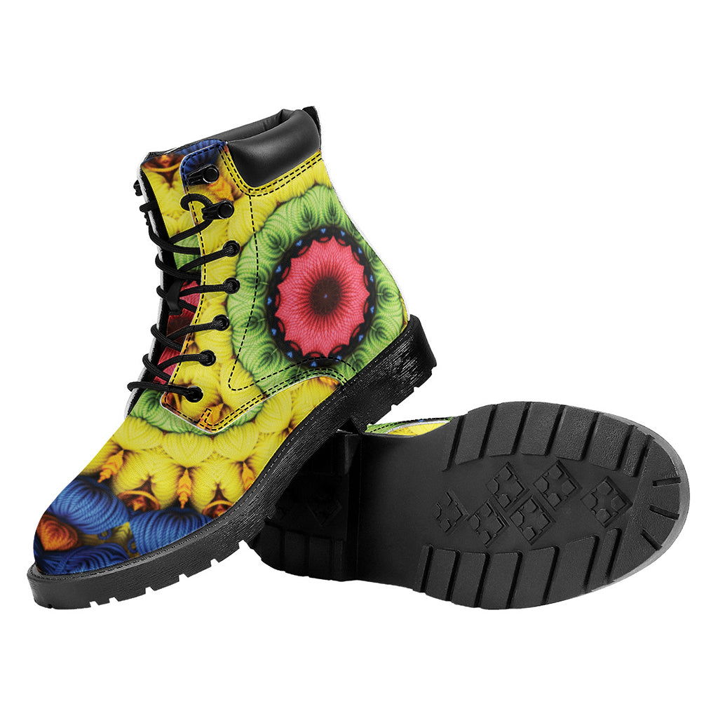 Colorful Kaleidoscope Print Work Boots