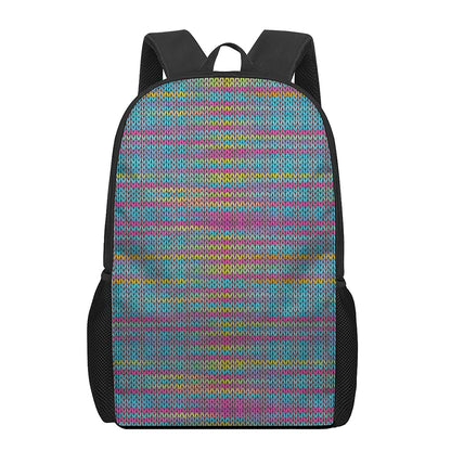 Colorful Knitted Pattern Print 17 Inch Backpack