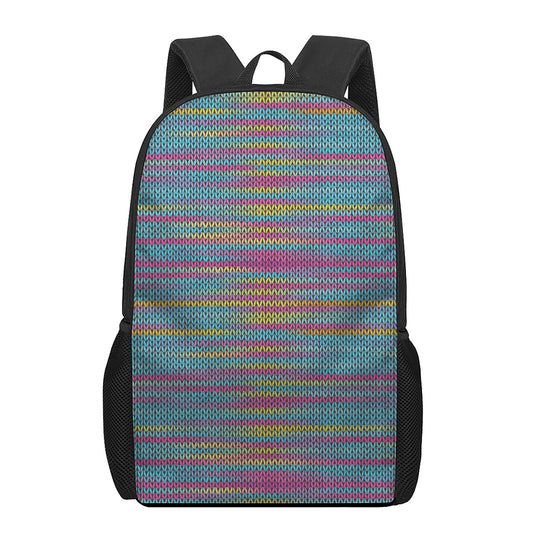 Colorful Knitted Pattern Print 17 Inch Backpack