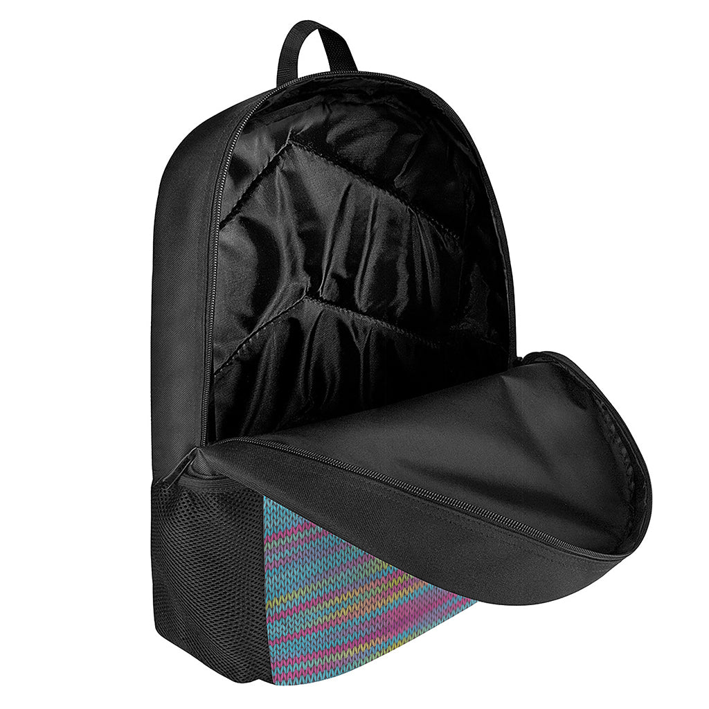 Colorful Knitted Pattern Print 17 Inch Backpack