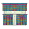 Colorful Knitted Pattern Print 3 Piece Kitchen Curtains