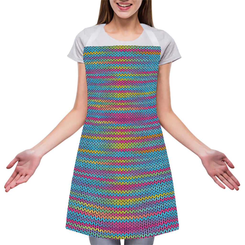 Colorful Knitted Pattern Print Adjustable Apron