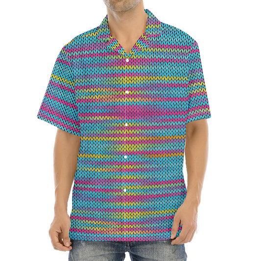 Colorful Knitted Pattern Print Aloha Shirt