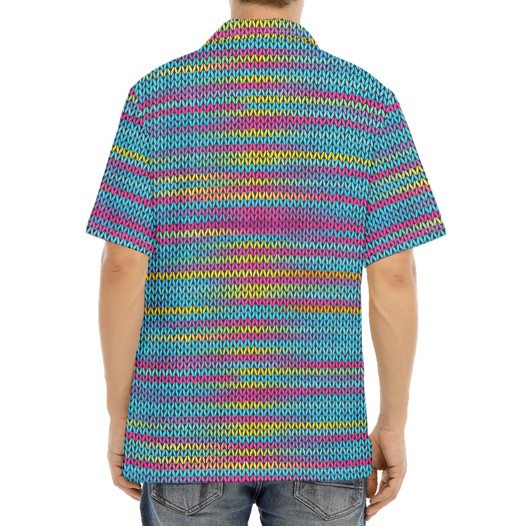 Colorful Knitted Pattern Print Aloha Shirt