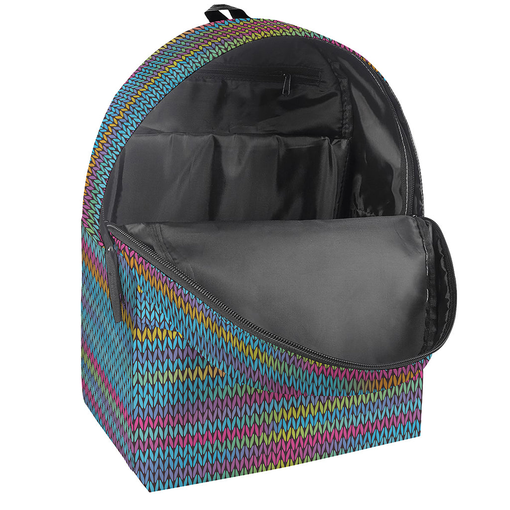 Colorful Knitted Pattern Print Backpack