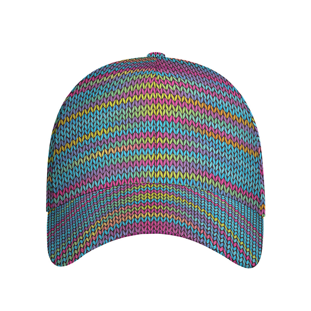 Colorful Knitted Pattern Print Baseball Cap