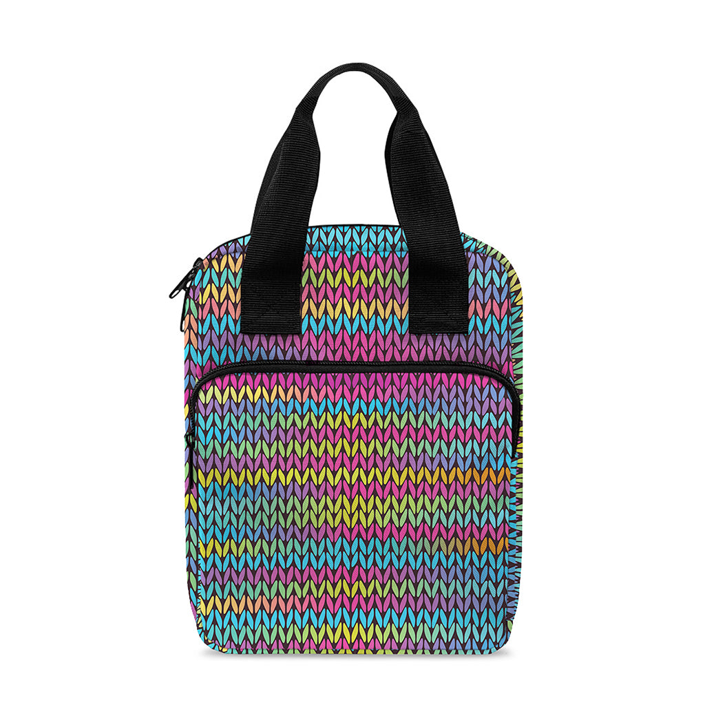Colorful Knitted Pattern Print Bible Tote Bag
