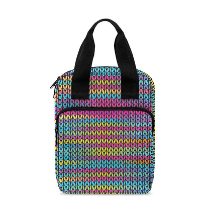 Colorful Knitted Pattern Print Bible Tote Bag
