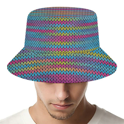 Colorful Knitted Pattern Print Bucket Hat