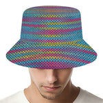Colorful Knitted Pattern Print Bucket Hat