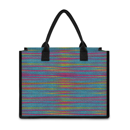 Colorful Knitted Pattern Print Canvas Tote Bag