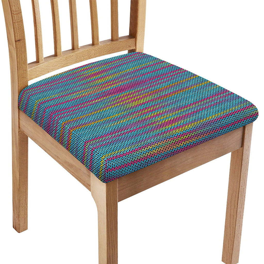 Colorful Knitted Pattern Print Chair Cushion Cover