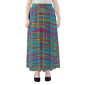 Colorful Knitted Pattern Print Chiffon Maxi Skirt