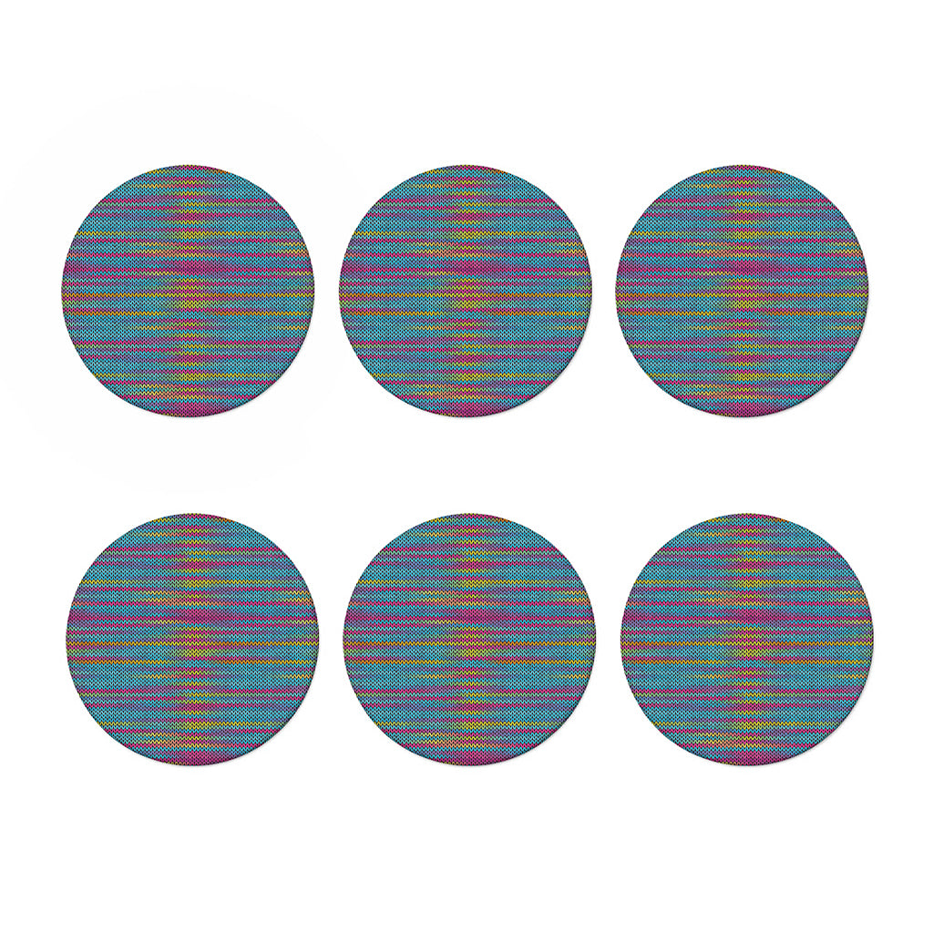 Colorful Knitted Pattern Print Coaster Set