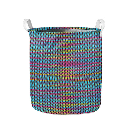 Colorful Knitted Pattern Print Collapsible Laundry Basket