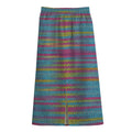 Colorful Knitted Pattern Print Cotton Front Slit Maxi Skirt