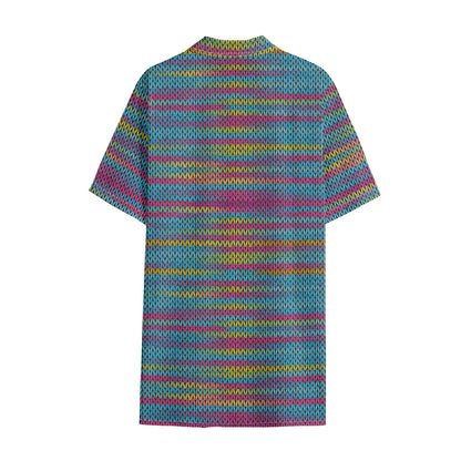 Colorful Knitted Pattern Print Cotton Hawaiian Shirt