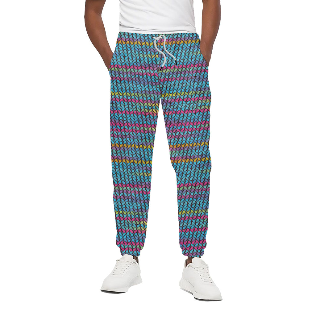 Colorful Knitted Pattern Print Cotton Pants