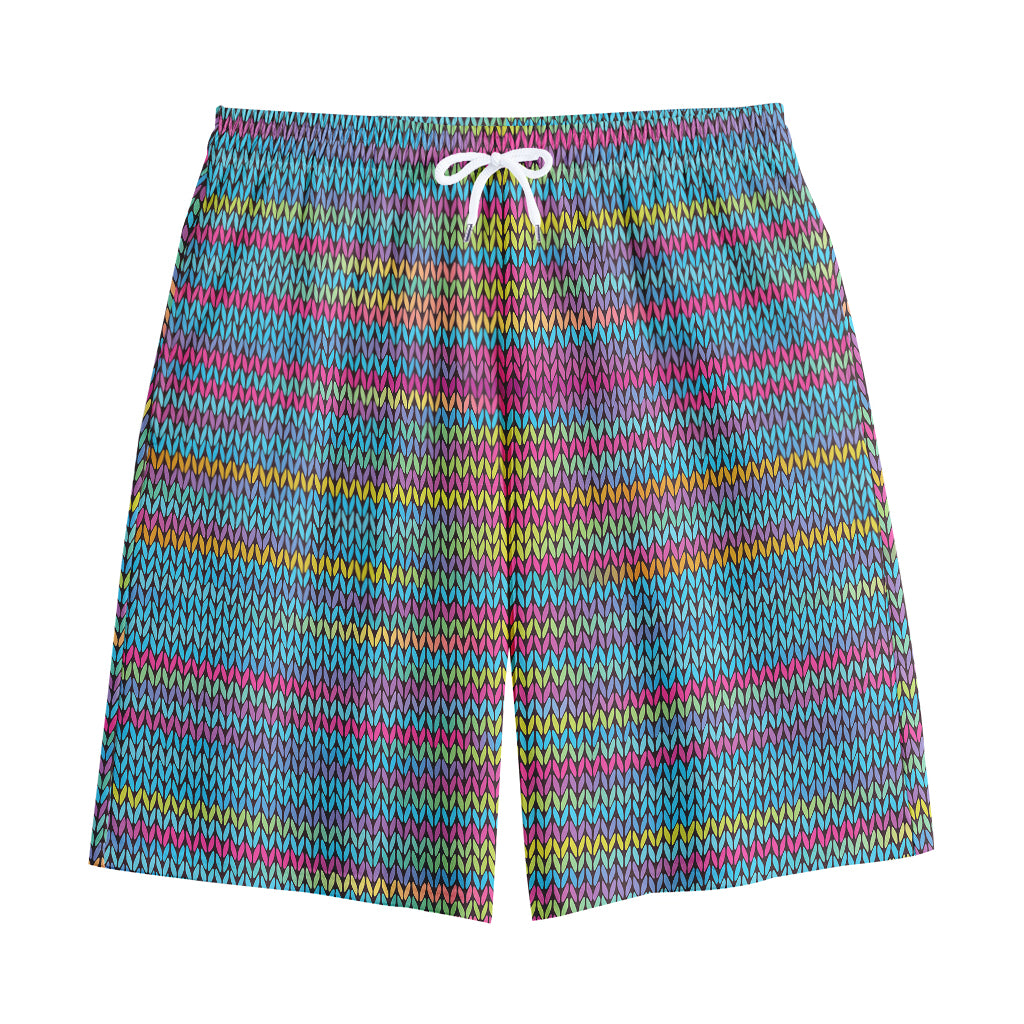 Colorful Knitted Pattern Print Cotton Shorts