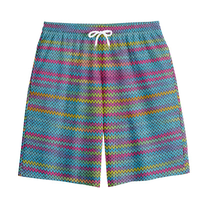 Colorful Knitted Pattern Print Cotton Shorts