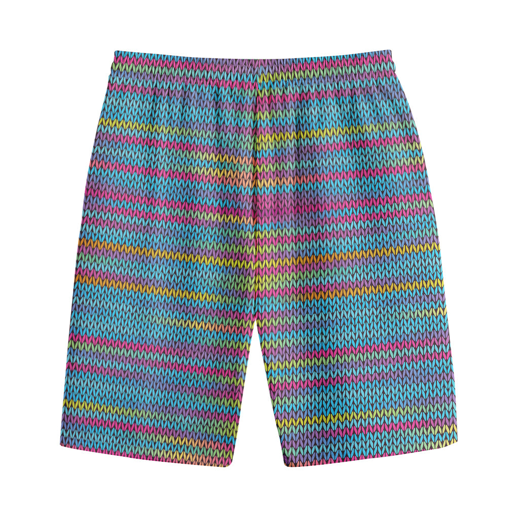 Colorful Knitted Pattern Print Cotton Shorts
