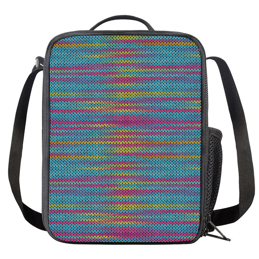 Colorful Knitted Pattern Print Crossbody Lunch Bag