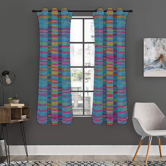 Colorful Knitted Pattern Print Curtain