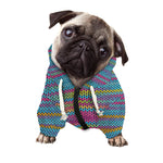 Colorful Knitted Pattern Print Dog Zip Up Hoodie