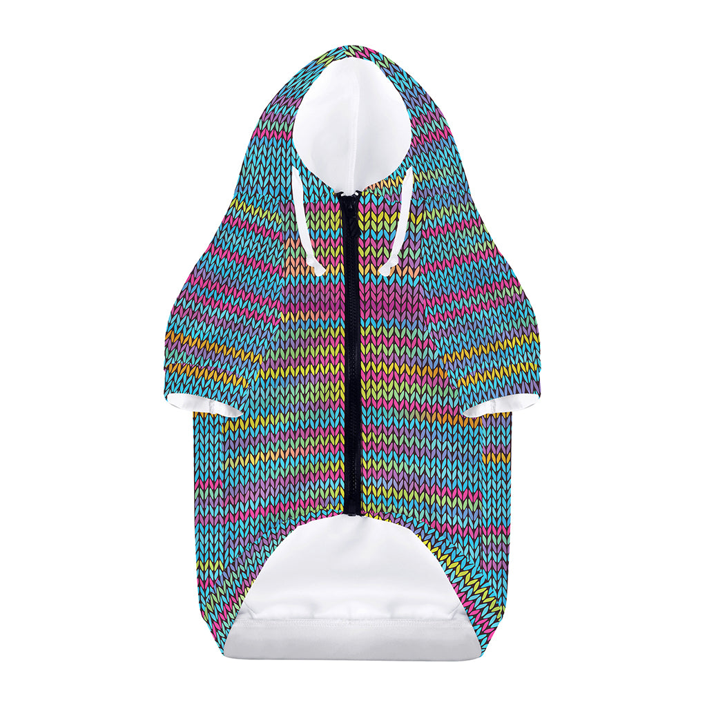 Colorful Knitted Pattern Print Dog Zip Up Hoodie
