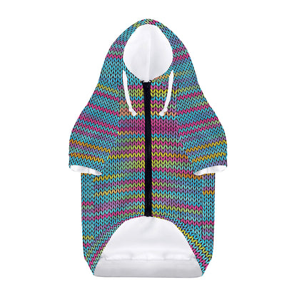 Colorful Knitted Pattern Print Dog Zip Up Hoodie