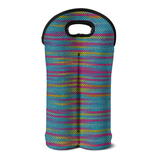 Colorful Knitted Pattern Print Double Neoprene Wine Tote