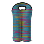 Colorful Knitted Pattern Print Double Neoprene Wine Tote