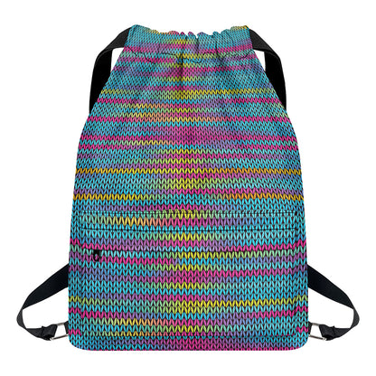 Colorful Knitted Pattern Print Drawstring Backpack