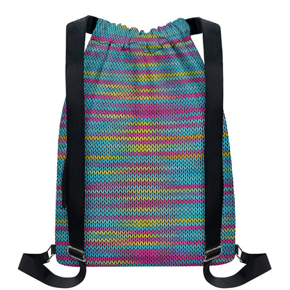 Colorful Knitted Pattern Print Drawstring Backpack