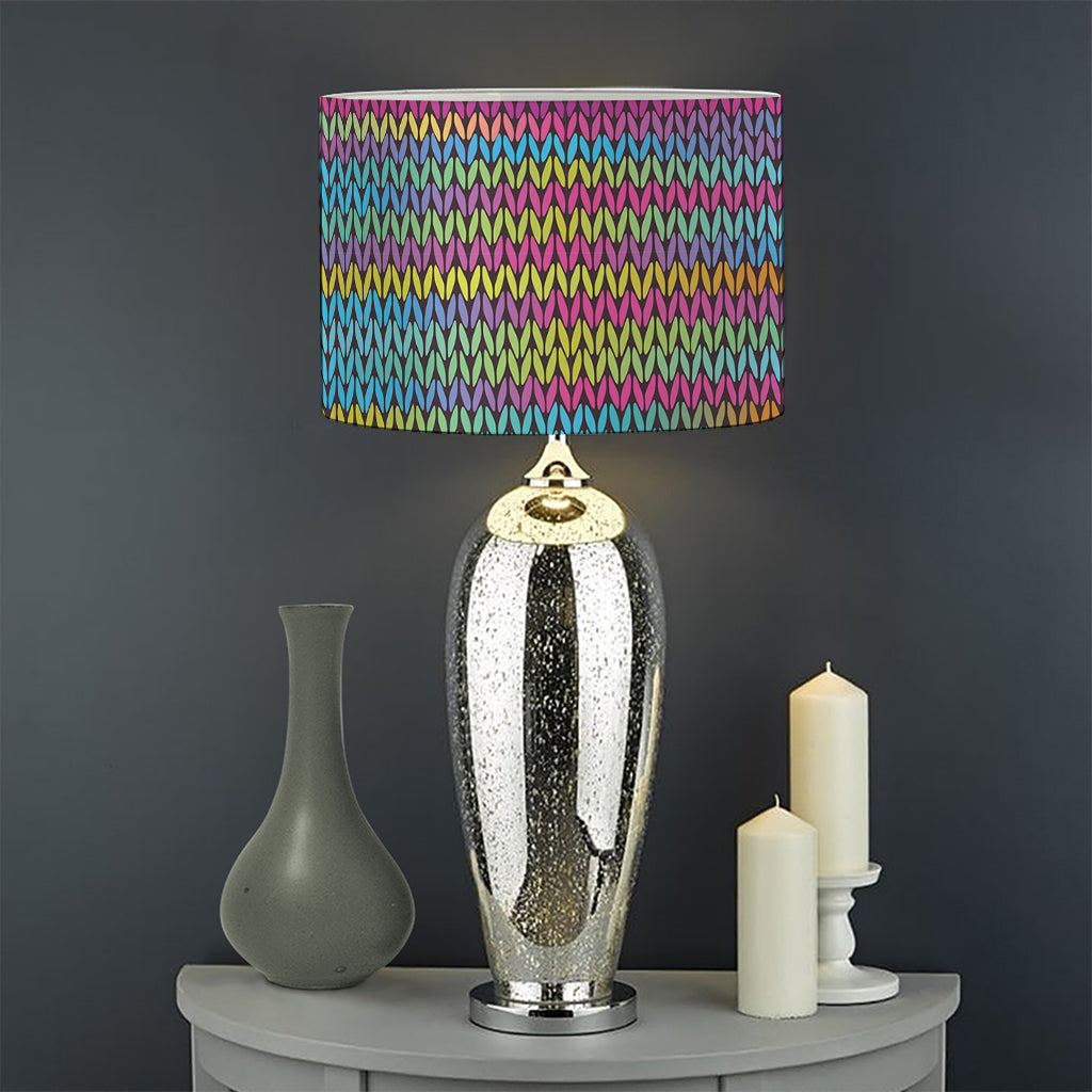 Colorful Knitted Pattern Print Drum Lamp Shade